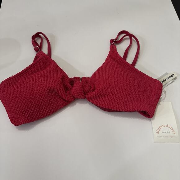 Dipping Daisys Red Coral Bikini Top Size Large NWT Padding - Picture 1 of 8
